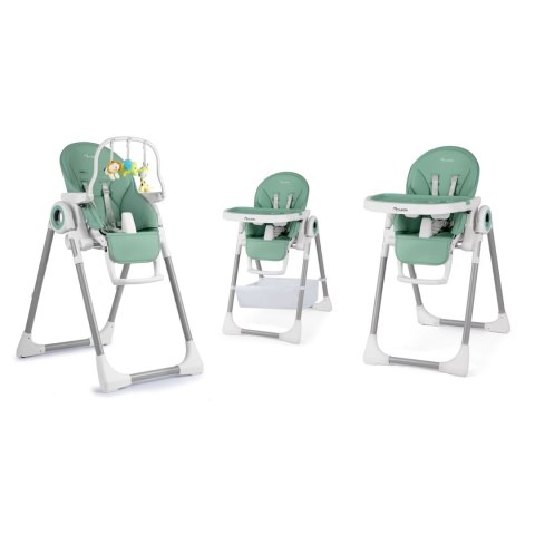 Krzesełko do karmienia ze stolikiem, leżaczek Belo zielone + pałąk z  