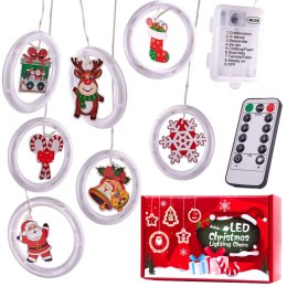 Lampki LED kurtyna Boże Narodzenie w kółkach 3m na baterie pilot