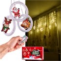 Lampki LED kurtyna Boże Narodzenie w kółkach 3m na baterie pilot