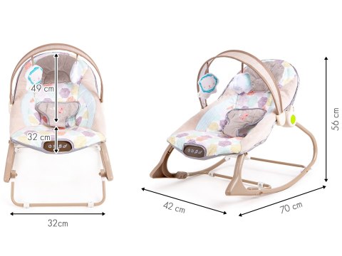 Leżaczek bujaczek wibracje dźwięki 3w1 ECOTOYS