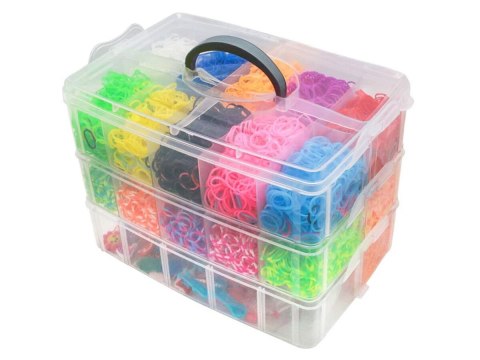 Gumki 15000 DUŻY Zestaw XXL Do Robienia Tworzenia Bransoletek Naszyjników Koraliki Zawieszki + Kuferek