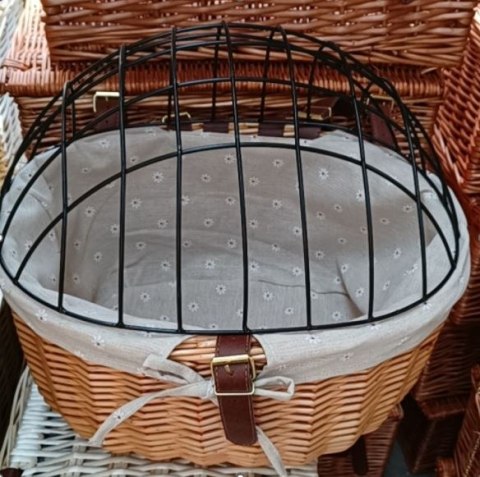 Koszyk na rower ratanowy z metalowym stelażem