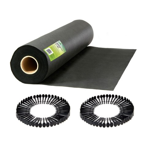 Agrowłóknina ogrodowa 1 m x 50 m + 50 szpilek  - czarna