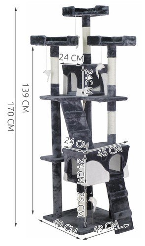 Drzewko dla kota 170cm szaro-białe