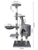 Drapak legowisko Drzewko dla kota 118cm szare