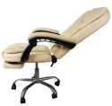 Fotel biurowy z podnóżkiem skóra eko - kremowy