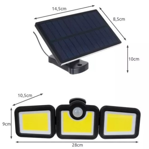 Lampa solarna 171 LED z panelem zewnętrznym Izoxis