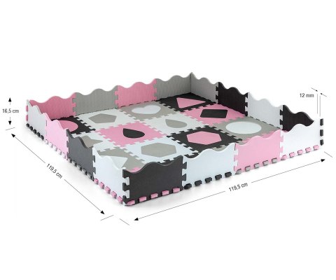 Mata piankowa puzzle Jolly 4x4 Shapes - Pink Grey