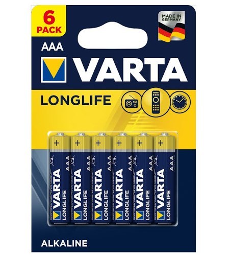 Baterie alkaliczne varta longlife lr03 aaa 1,5v x6