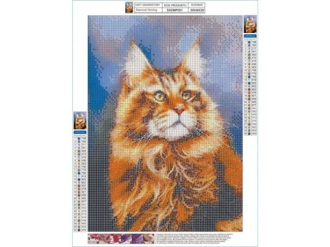 Haft Diamentowy, Obraz, Mozaika Diamentowa Diamond Painting, RUDY MAINE COON 30x40cm