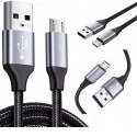 wzmacniany wytrzymały kabel usb-a microusb 2m 2.0