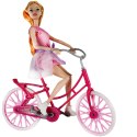  różowa lalka na rowerze piesek + akcesoria