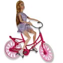  różowa lalka na rowerze piesek + akcesoria