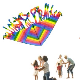 Duży latawiec tęczowy kolorowy z frędzlami dzieci
