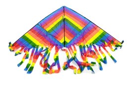 Duży latawiec tęczowy kolorowy z frędzlami dzieci