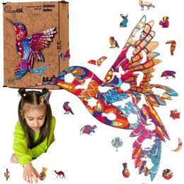 Puzzle drewniane układanka delikatny koliber ptak
