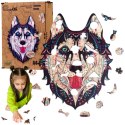 puzzle drewniane układanka husky śnieźny pies