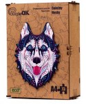 puzzle drewniane układanka husky śnieźny pies