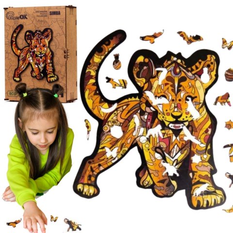 puzzle drewniane układanka lew mały tygrys simba