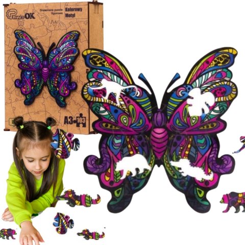 puzzle drewniane układanka motyl kolorowy wzory