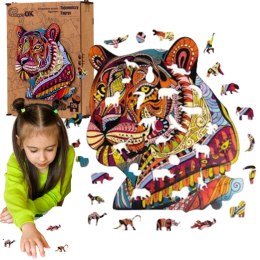 Puzzle drewniane układanka tajemniczy tygrys kot