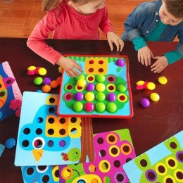 Układanka montessori guzikowa mozaika edukacyjna kolory kształty grzybki