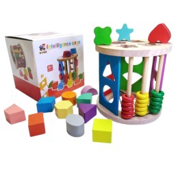 drewniana układanka montessori sorter nauka figur geometria liczydło 