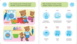 Książeczka książka dla dzieci aktywizująca miś dba o higienę naklejki