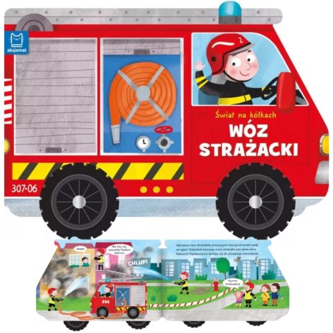 Książeczka książka dla dzieci świat na kółkach ruchome wóz strażacki