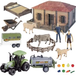   farma domek rolnika narzędzie traktor zwierzęta rolnik + akces