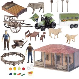  zestaw farma rolnika domek gospodyni traktor zwierzęta narzędzia akc