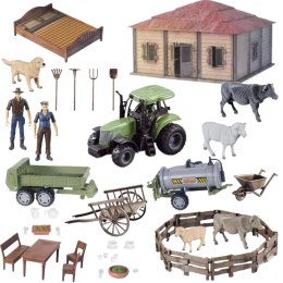  farma domek rolnika traktor zwierzęta 2 rolników narzędzia akcesoria