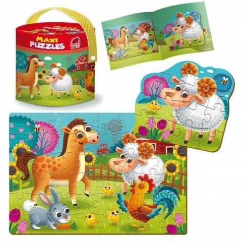 Gra edukacyjna maxi puzzle 2w1 farma obrazki układanka roter 