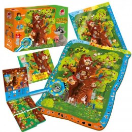 Gra edukacyjna puzzle detektyw leśna przygoda zwierzęta lupa roter 