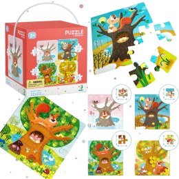 Puzzle 4w1 cztery pory roku urocza wiewiórka układanki dla dzieci