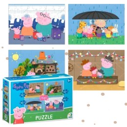 Puzzle 4w1 świnka peppa cztery układanki w jednym opakowaniu dla dzieci
