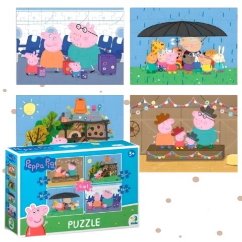 puzzle 4w1 świnka peppa cztery układanki w jednym opakowaniu dla dzieci