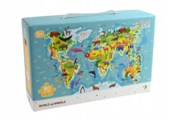 puzzle obserw. mapa swiata zwierzat, 80 el. 300133