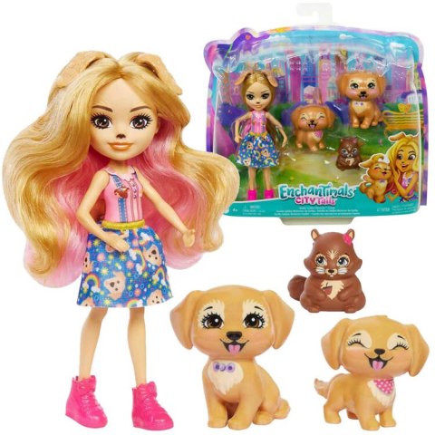 Enchantimals Lalka Golden Retriever figurki szczeniaków wiewiórka