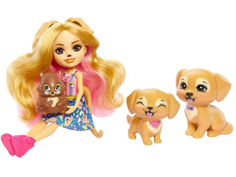 Enchantimals Lalka Golden Retriever figurki szczeniaków wiewiórka