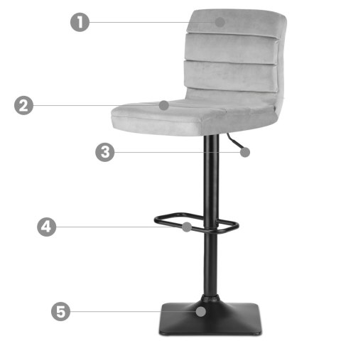 Hoker barowy z oparciem Drava szary