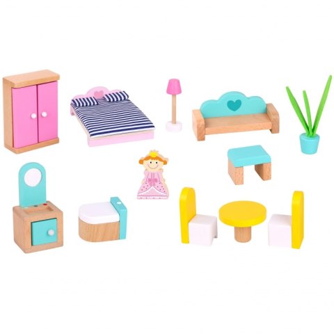 TOOKY TOY Ogromny Domek dla Lalek Różowy + Drewniane Mebelki