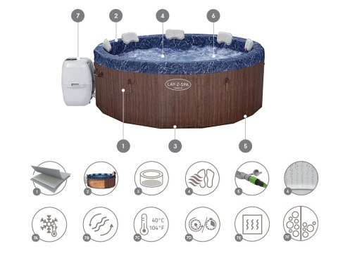 Bestway hydromasaż Lay-Z-Spa Toronto 5-7os 190cm WiFi 2024 60163 Bestway hydromasaż Lay-Z-Spa Toronto 5-7os 190cm WiFi 2024 60163