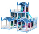 3-piętrowy domek dla lalek + Niebieska willa z wyposażeniem