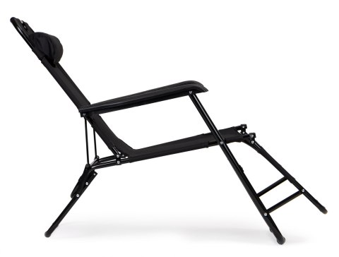 Leżak ogrodowy z zagłówkiem składana konstrukcja czarny