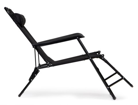 Leżak ogrodowy z zagłówkiem składana konstrukcja czarny