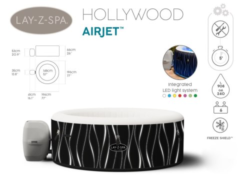 Bestway jacuzzi Lay-Z-Spa HOLLYWOOD 4-6os 196 cm LED 60059 Bestway jacuzzi Lay-Z-Spa HOLLYWOOD 4-6os 196 cm LED 60059