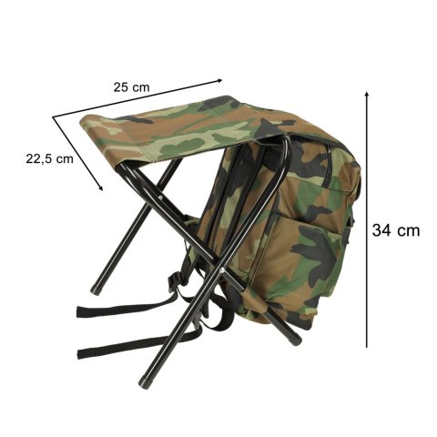 Krzesło turystyczne bez oparcia wędkarskie moro