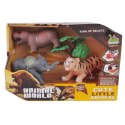 Zestaw dzikich zwierząt słonik hipopotam tygrys drzewko dzikie zwierzęta