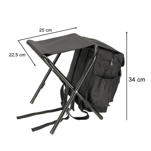 Krzesło turystyczne bez oparcia wędkarskie czarne
